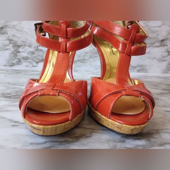 Anne Michelle Orange Double Buckle Sandals Size 7.5 - Picture 3 of 13